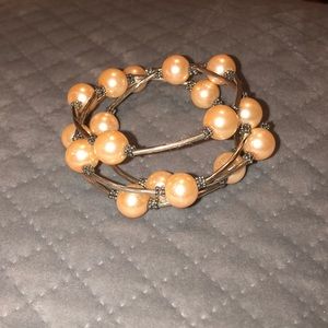 Pink/Silver beaded bracelet